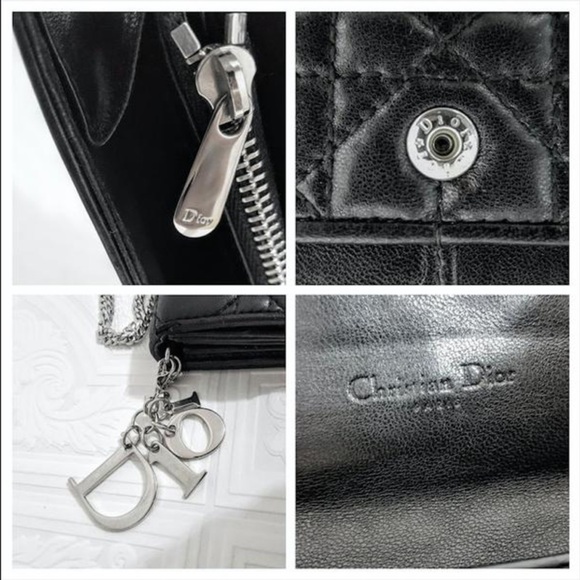 DIOR Cannage Wallet on Chain black lambskin with silver chain - Picture 8 of 9